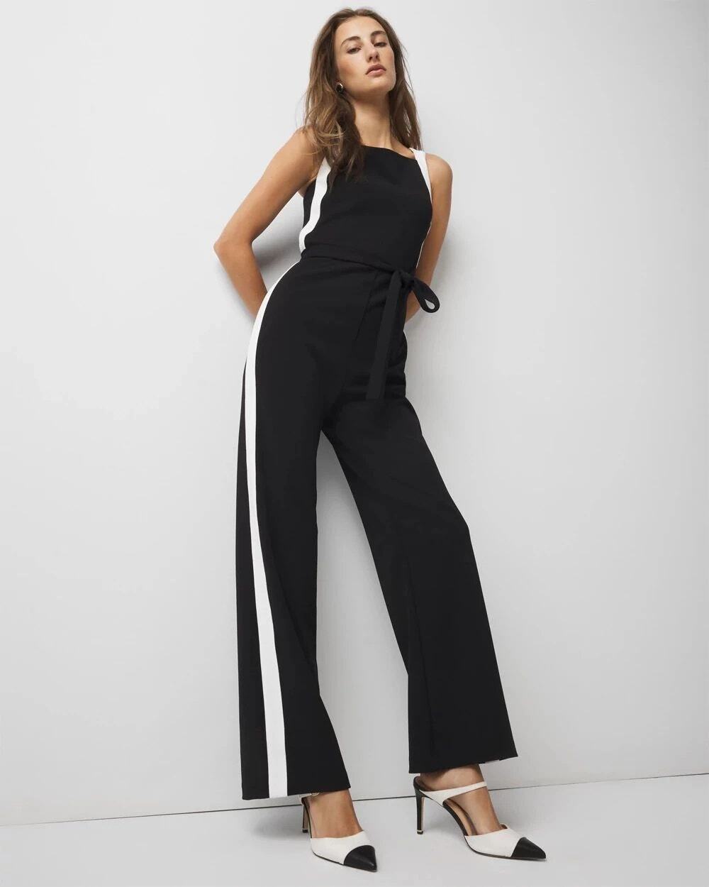 NWT WHBM Black White Wide Leg Jumpsuit 8 Cocktail Wedding Guest Evening Elegant